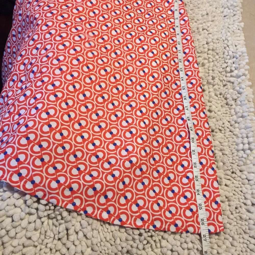 Gibson Latimer Women’s A Line Orange Blue & White Pattern Midi Skirt Sz M